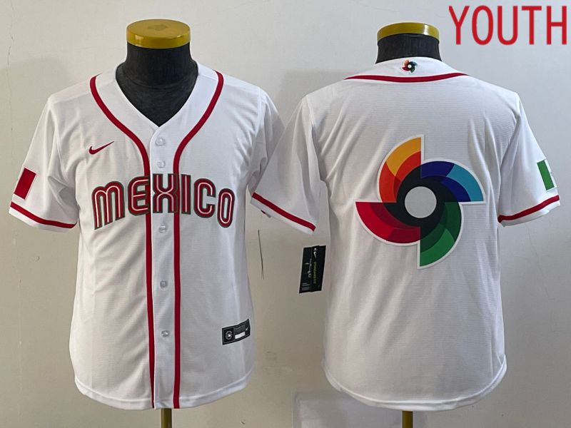 Youth 2023 World Cub Mexico Blank White Nike MLB Jersey11